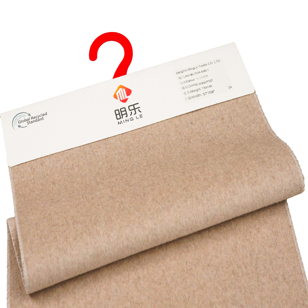 50 % lana, 40 % poliéster, 10 % otra fibra, 720 g/m, color pasta de frijol, tela gruesa de lana de doble cara, ML-0124-4382-1