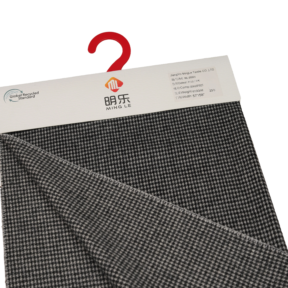 30% Lana, 60% Poliéster, 10% Otras Fibras, 610 G/M, Blanco Y Negro, Tela De Recubrimiento De Una Cara A Cuadros, ML-20001