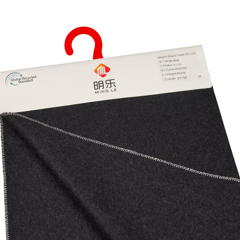 60 % lana, 30 % poliéster, 10 % otra fibra, 800 g/m, gris oscuro, Melton ML-90345