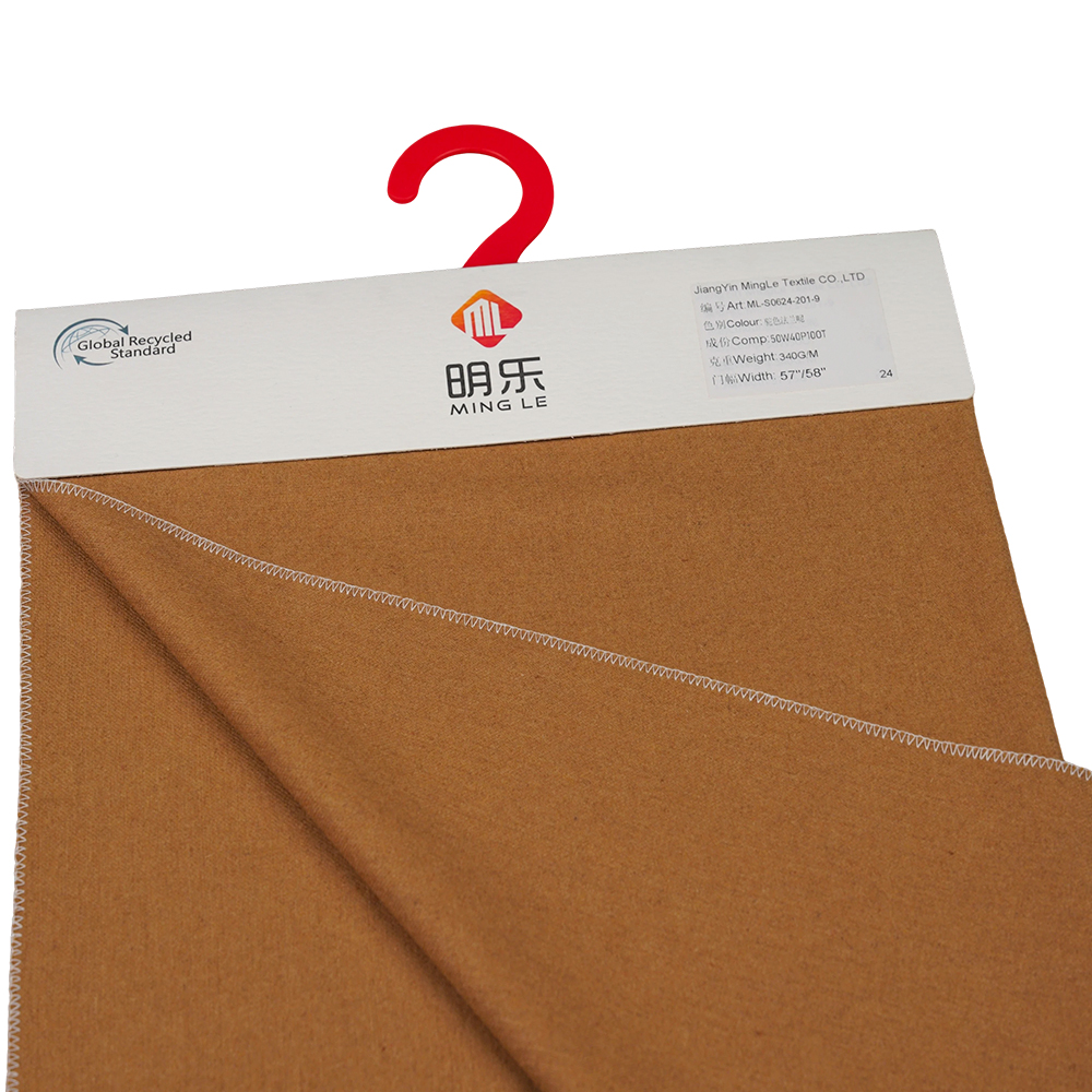 50 % lana, 40 % poliéster, 10 % otra fibra, 340 g/m, camello, tela de franela, ML-S0624-201-9