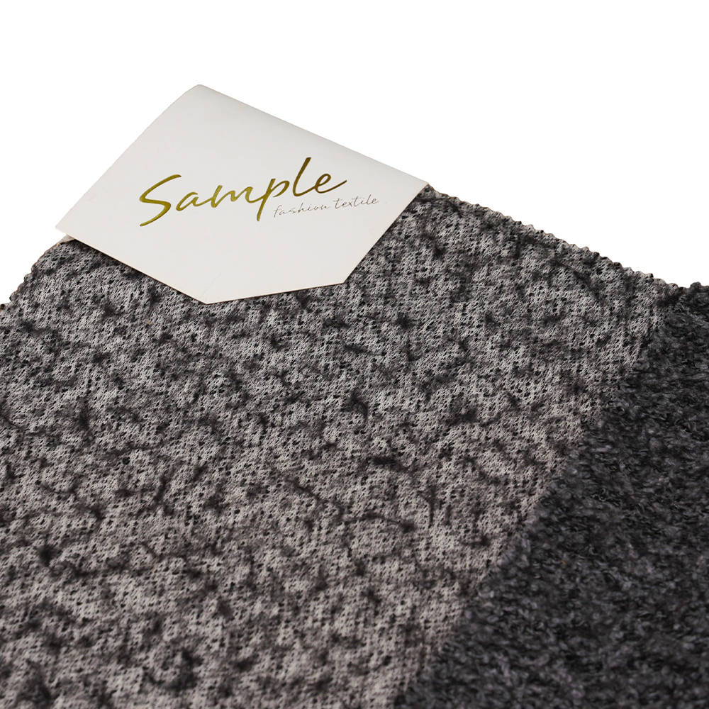 40% lana, 60% poliéster, 750 g/m, negro y gris, tejido de lana de punto Bali, ML-70165440-75