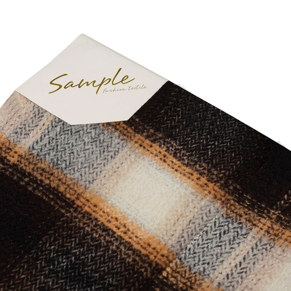 40% lana, 60% poliéster, 540 g/m, blanco y negro, tela circular de tweed, ML-8021071