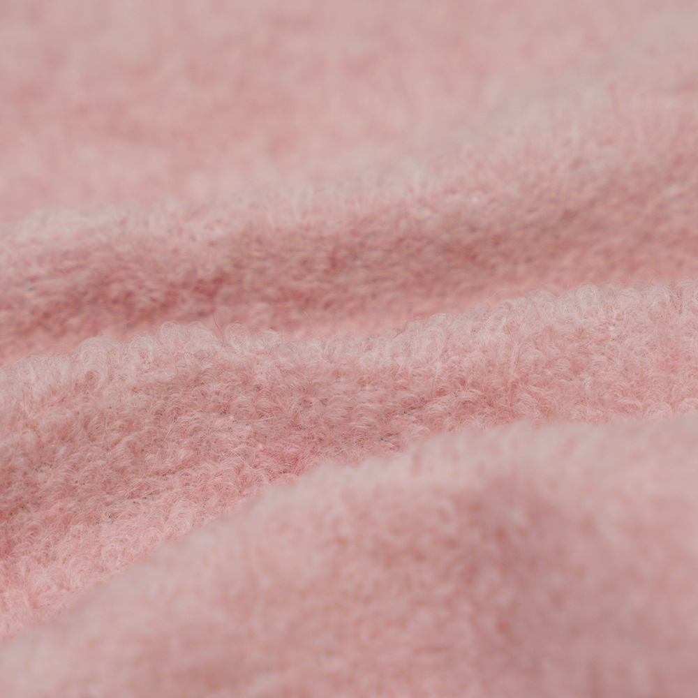 40% lana, 60% poliéster, 700-740 g/m, rosa y blanco, tejido de lana de punto con bucle de escamas de pescado pequeñas, ML-26-X082022