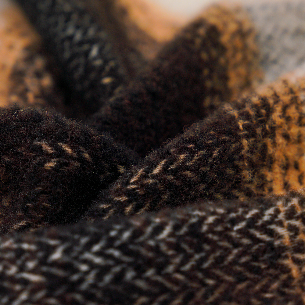 40% lana, 60% poliéster, 540 g/m, blanco y negro, tela circular de tweed, ML-8021071